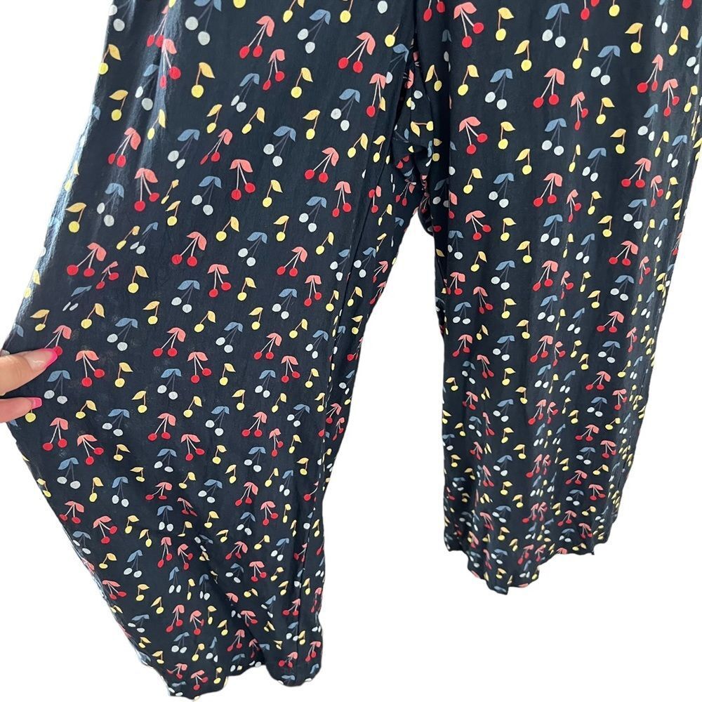 Marine Layer Holli Navy Cherry Print Wide Leg Cropped Jumpsuit XS - Picture 8 of 13
